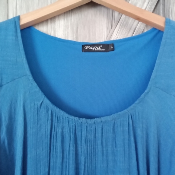 Papa Blue Cotton Linen Tunic Dress L - Picture 3 of 7